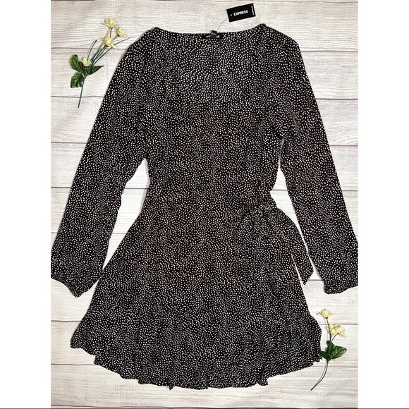 EXPRESS Square Neck Ruffle Wrap Dress - Picture 14 of 16